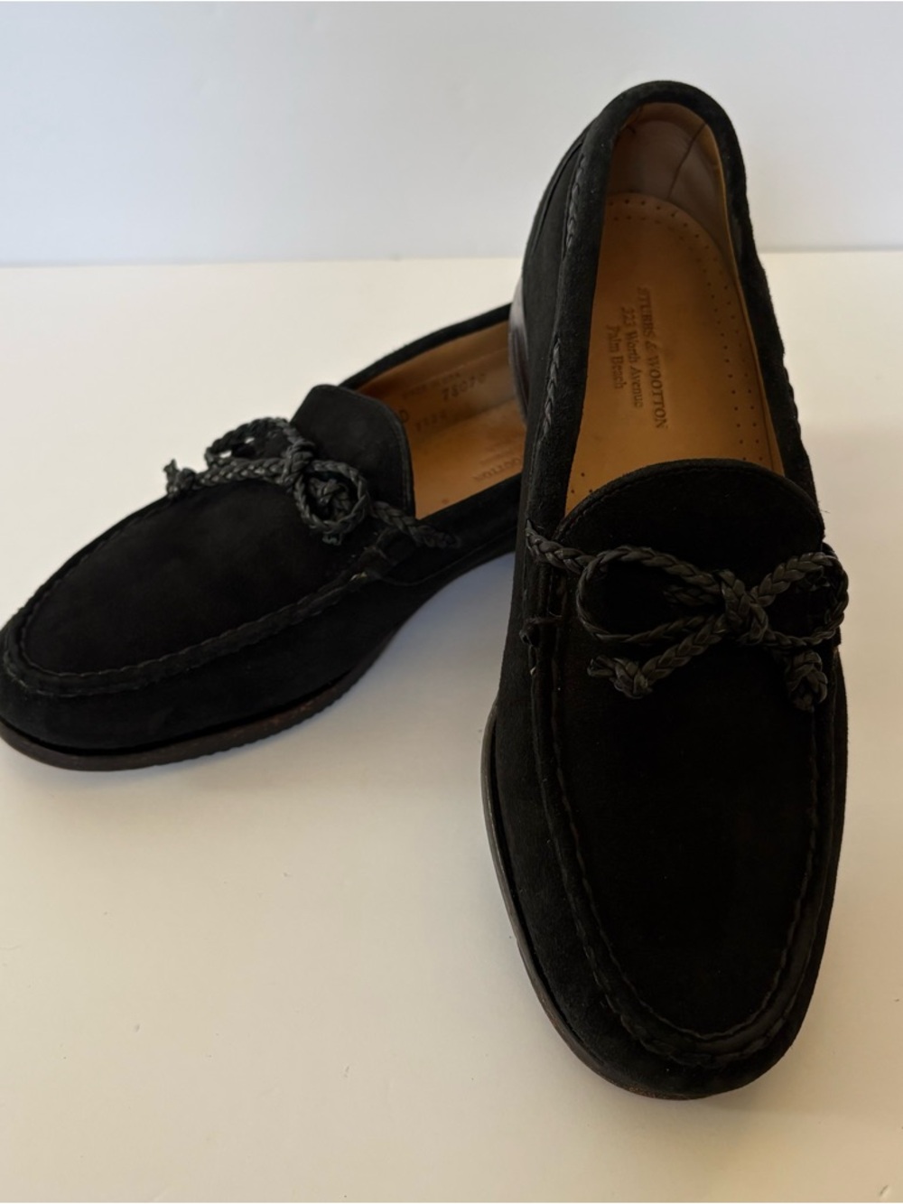 Stubbs Wootton Black Suede Leather Boat Shoes Mens 7 USA Made Cruise Resort Soft